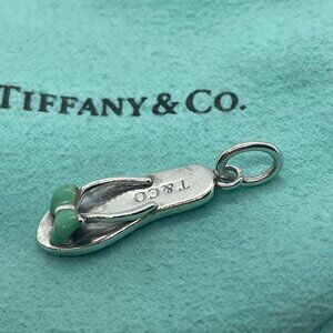 Tiffany & Co. Blue Enamel Flip Flop Charm Sterling Silver with Pouch